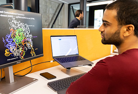 working at desk