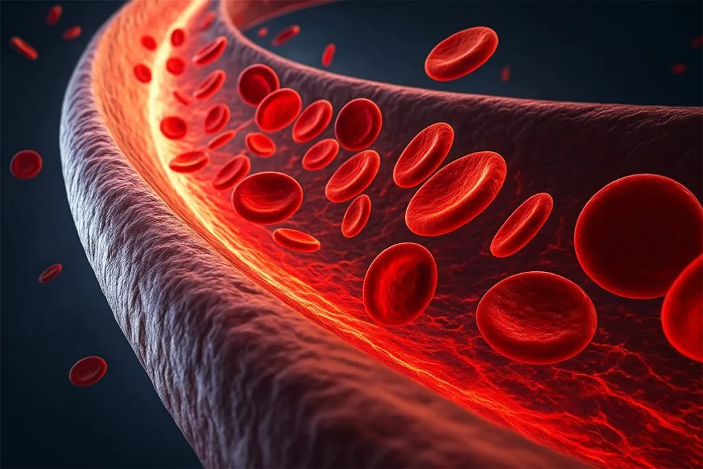 Artist's rendering of red blood cells