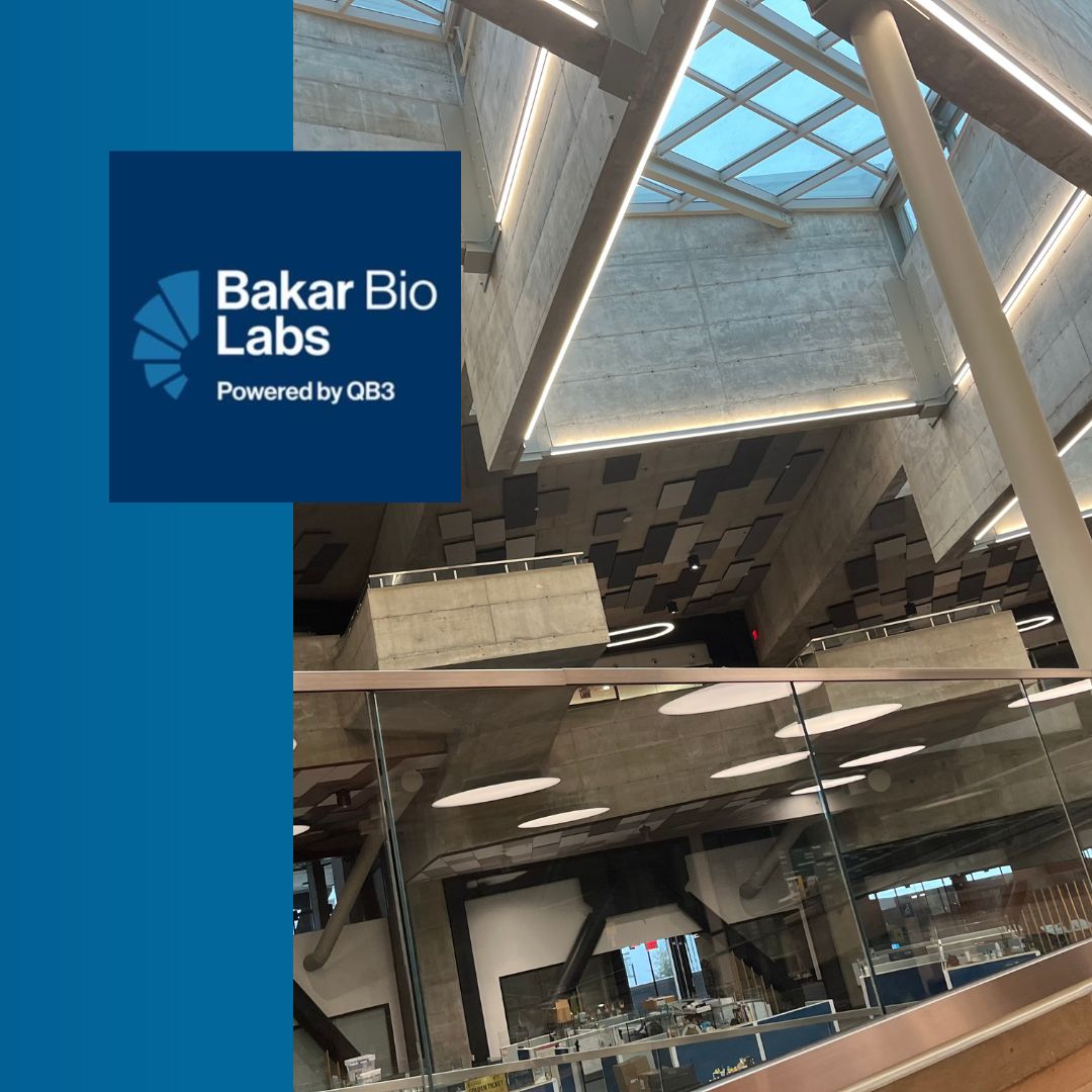 Decorative image with Bakar Bio Labs logo and photo of skylight